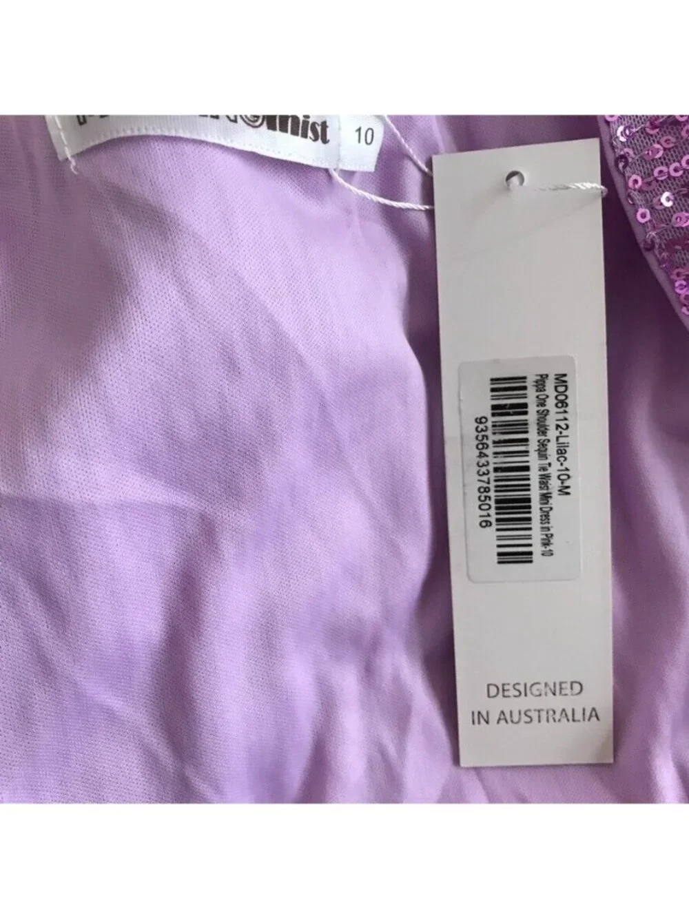 Morning mist pippa one shoulder sequin mini dress lilac size large women's new - Picture 7 of 13